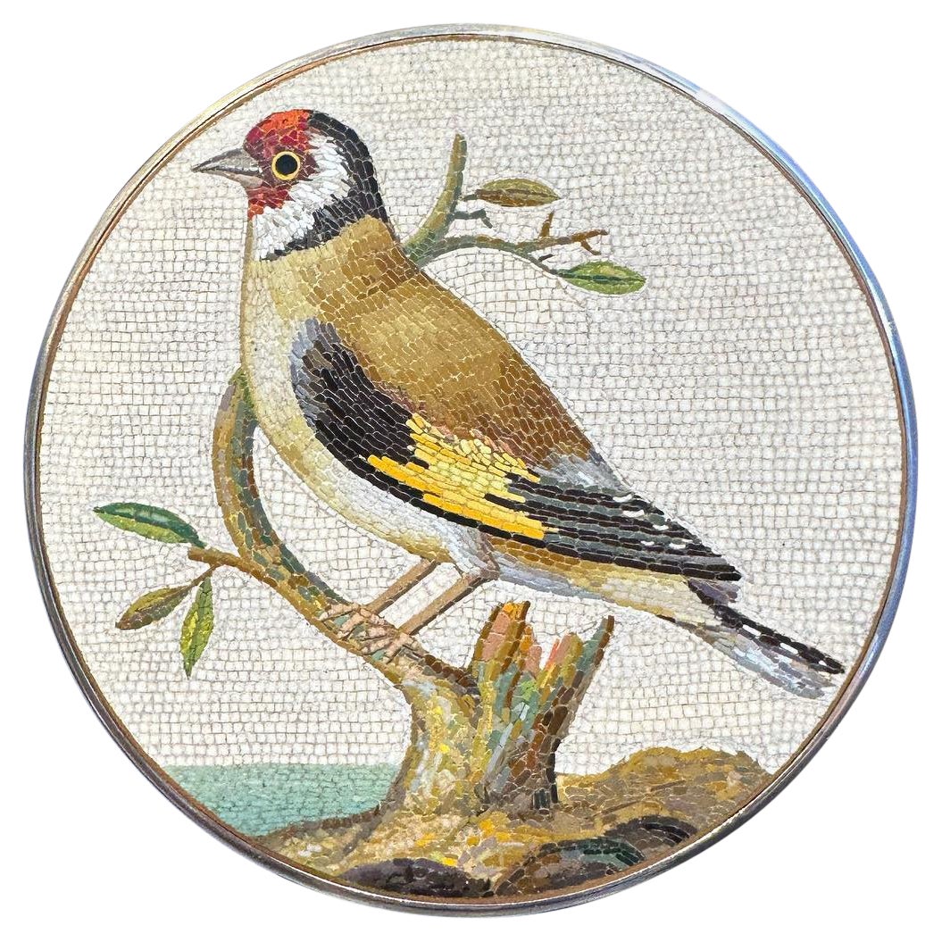 18th Century Goldfinch Micro Mosaic Box For Sale