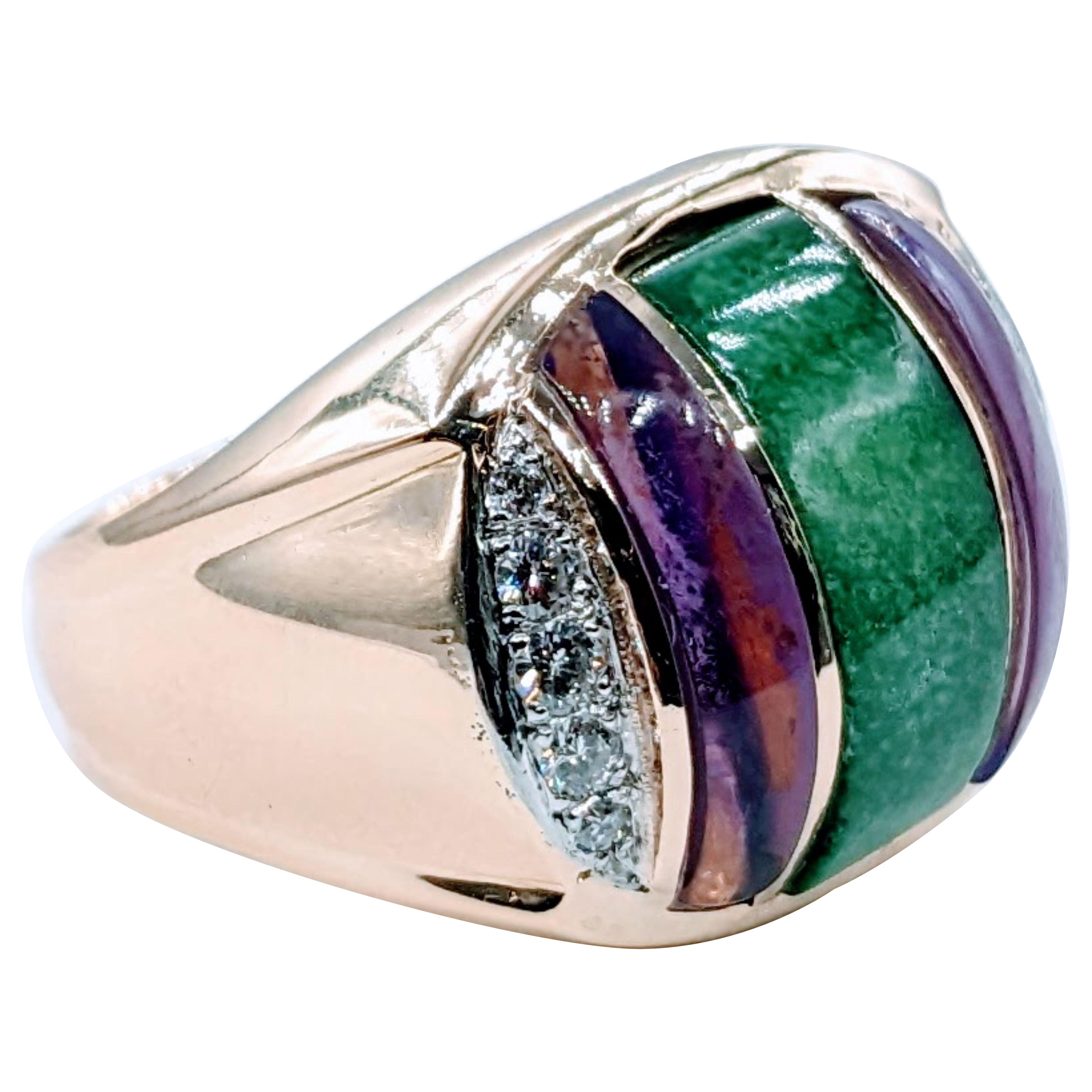 Custom Mens Turquoise, Amethyst & Diamond Ring