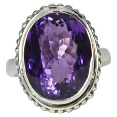 Oval Cut Natural Amethyst Cocktail Ring