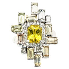 Natürlicher Saphir-Diamant-Ring 6,75 14k W Gold 13,3 TCW zertifiziert 