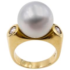 Simply Elegant Pearl Diamond Gold Ring 6