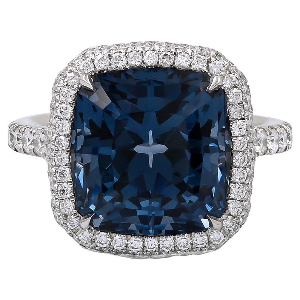 Spectra Fine Jewelry 8.46 Carat Certified Cobalt Blue Spinel Diamond Ring For Sale