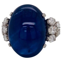 Emilio Jewelry AGL Certified 41.00 Carat Cabochon Cornflower Blue Sapphire Ring 