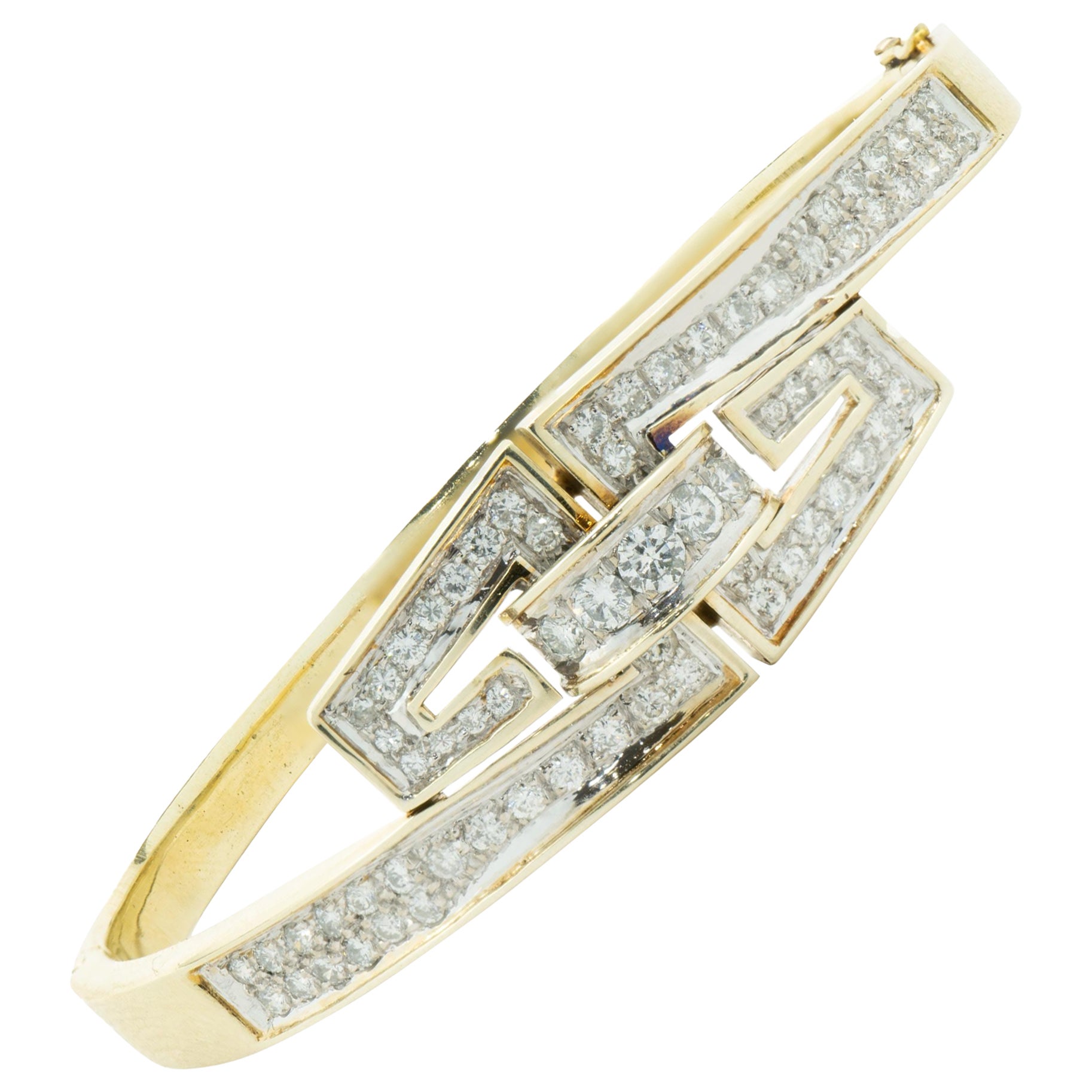 Bracelet en or jaune 14 carats serti de diamants Channel Channel