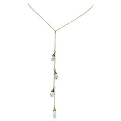 Vintage 10,00 Karat Briolette-Schliff abgestufte Quarz-Tropfen-Halskette 18k Gold