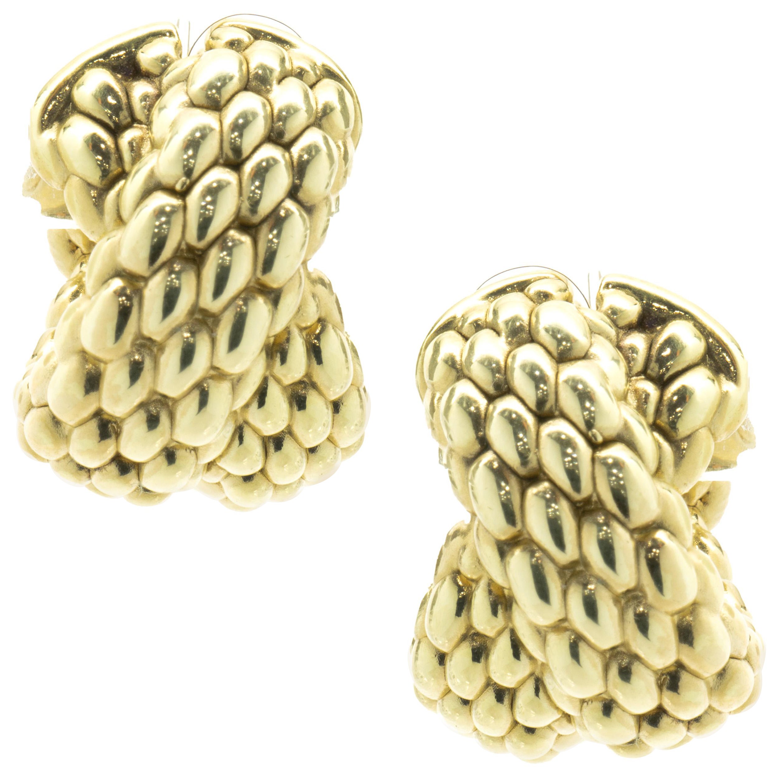 Fope 18 Karat Yellow Gold Mesh Earrings For Sale