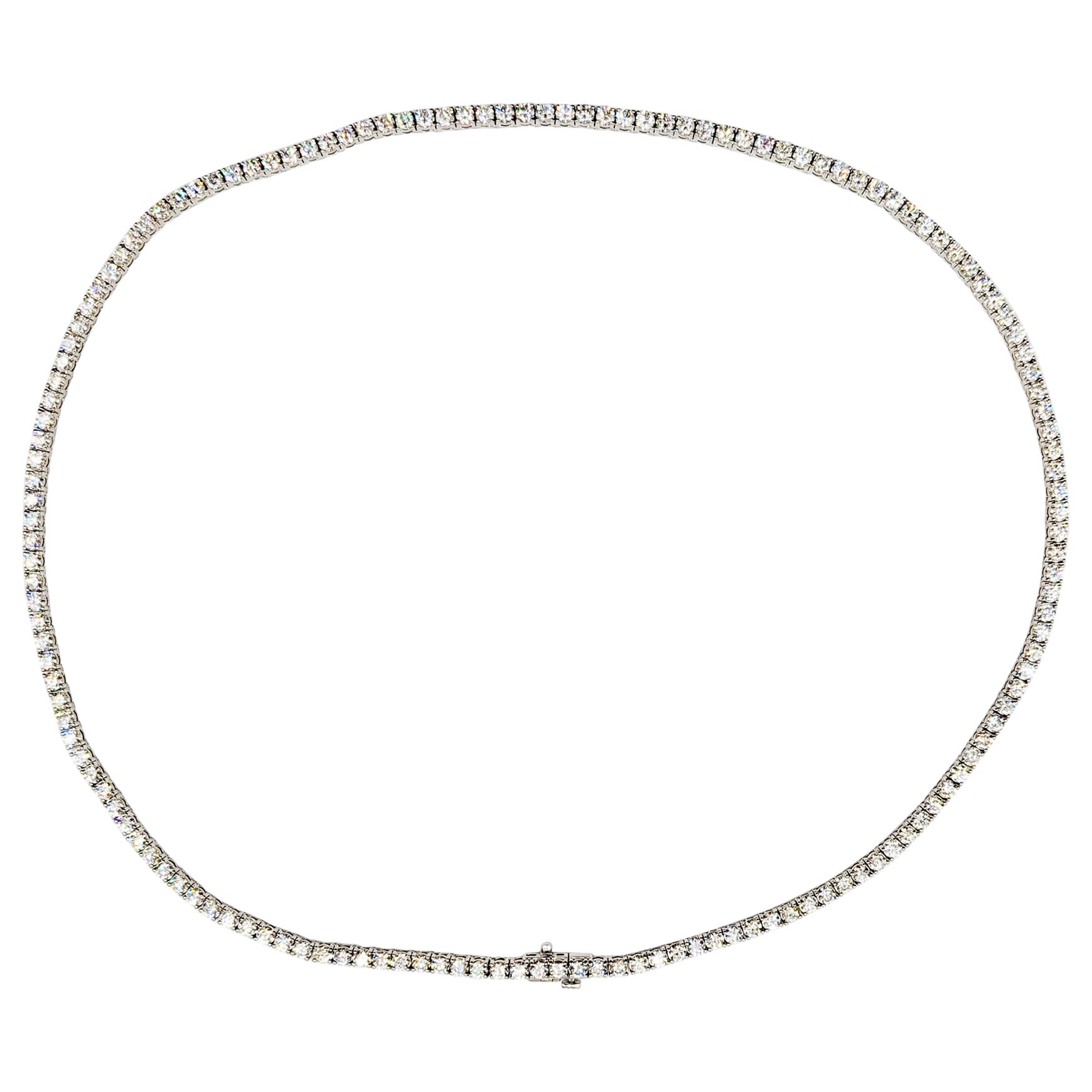 Magnifique collier tennis en or blanc 14 carats avec diamants naturels de 16,88 carats