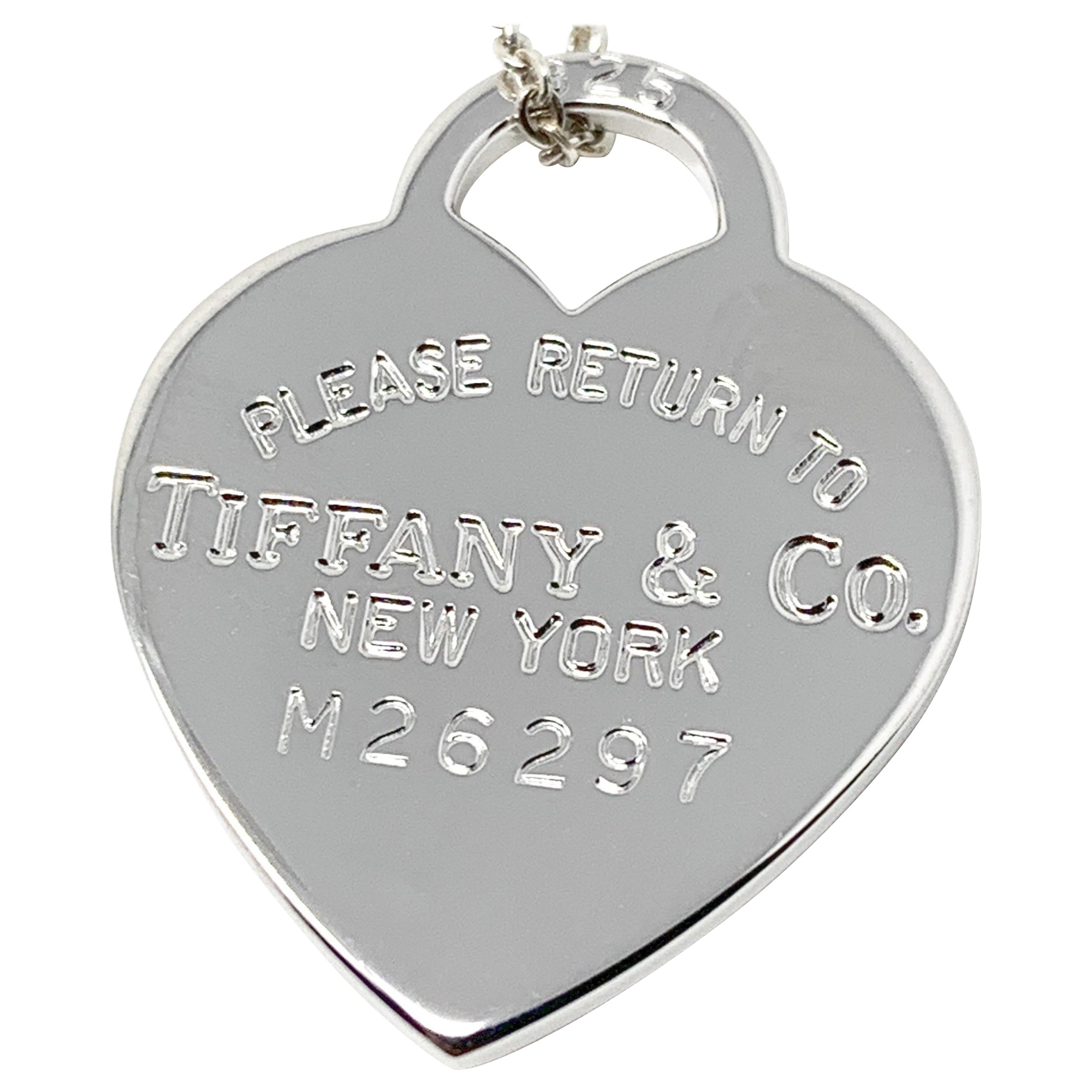 Tiffany & Co.925 Silver Heart White Gold Plated Charm Pendant