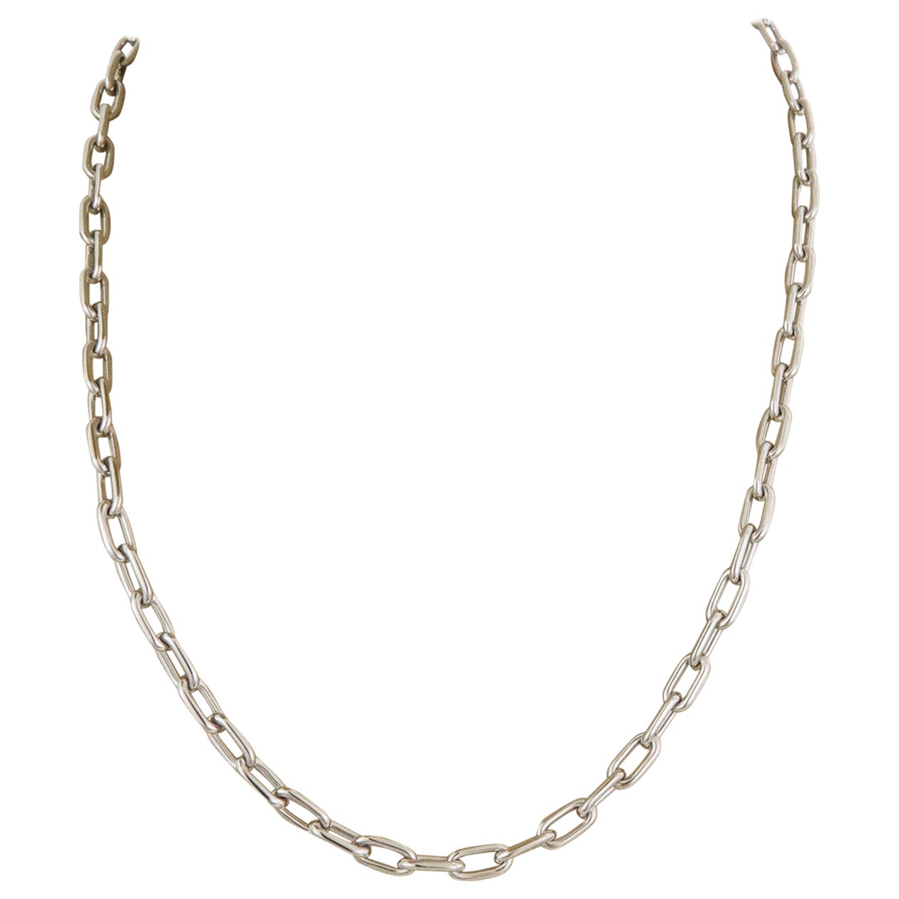 Cartier Spartacus 18k White Gold Oval Link Chain Necklace 