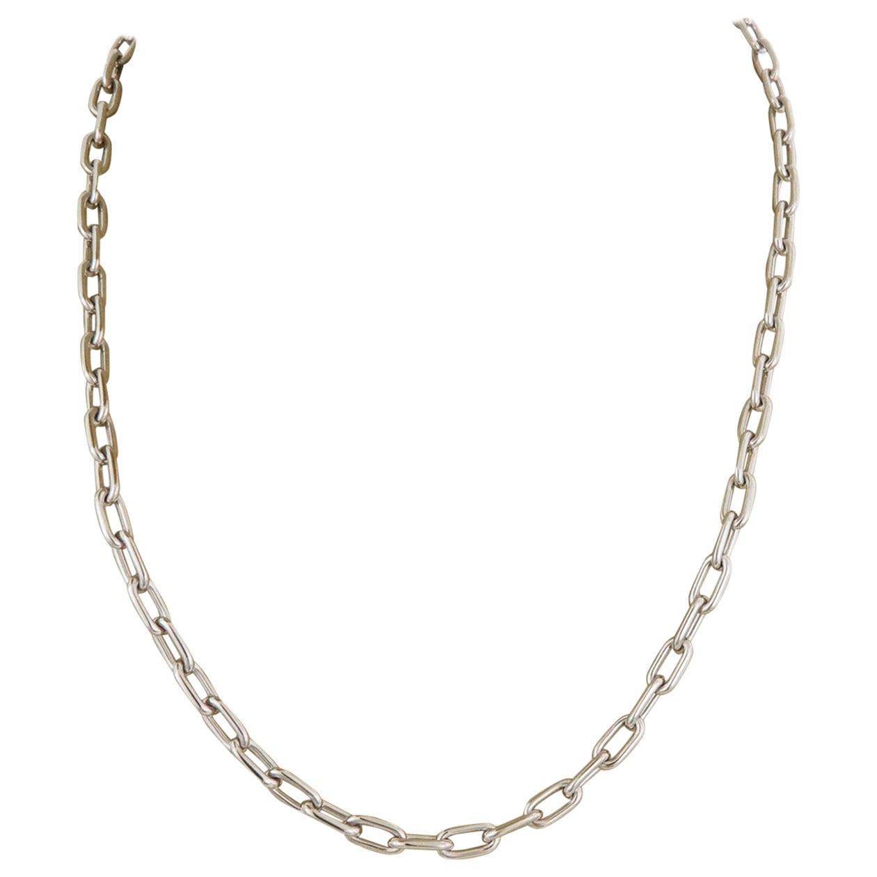 Cartier Spartacus 18k White Gold Oval Link Chain Necklace