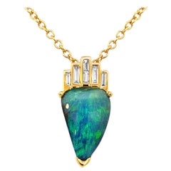 Premium Quality Australian 4.18ct Boulder Opal Pendant With Diamonds in 18K Gold