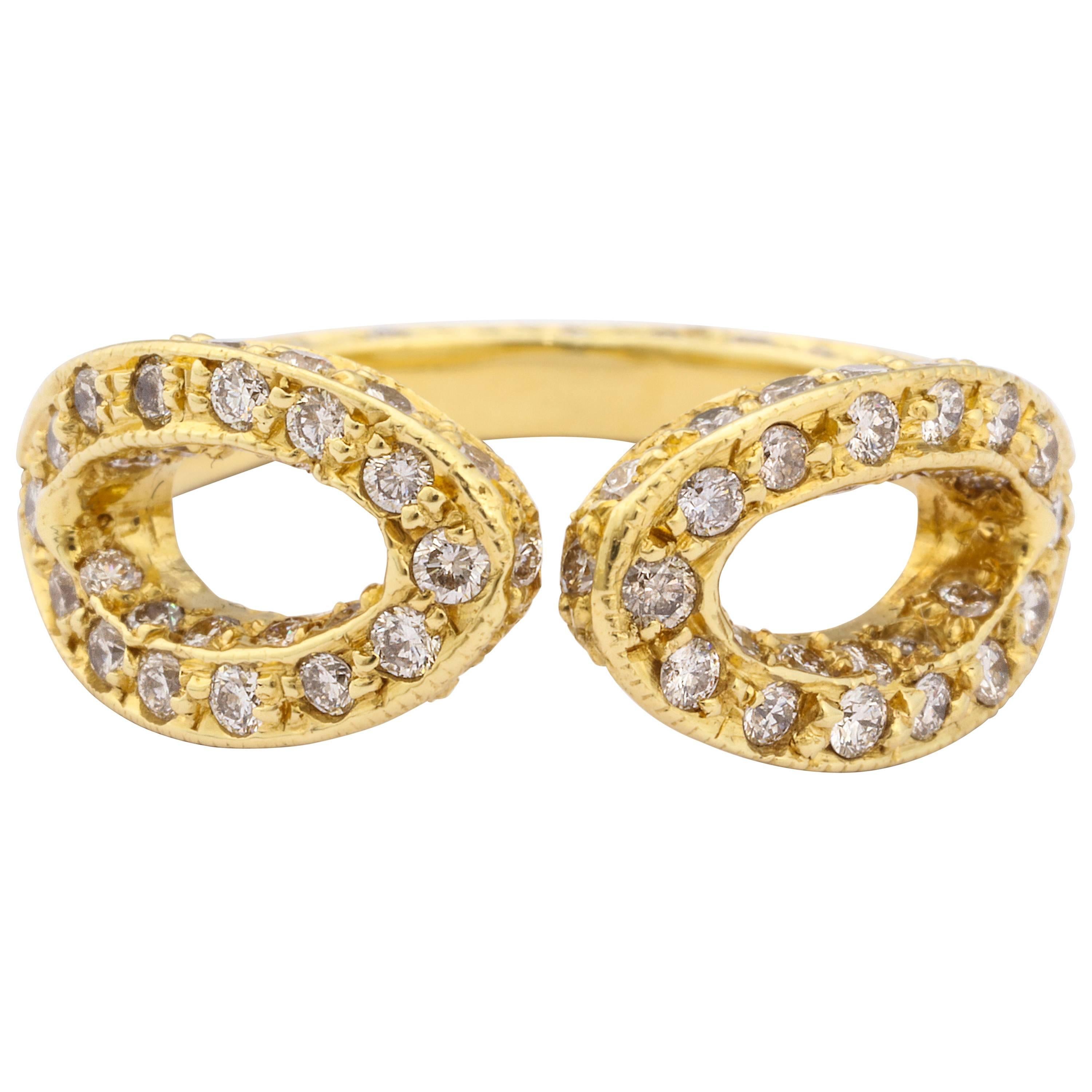 Faraone Mennella Diamond Gold Ring For Sale