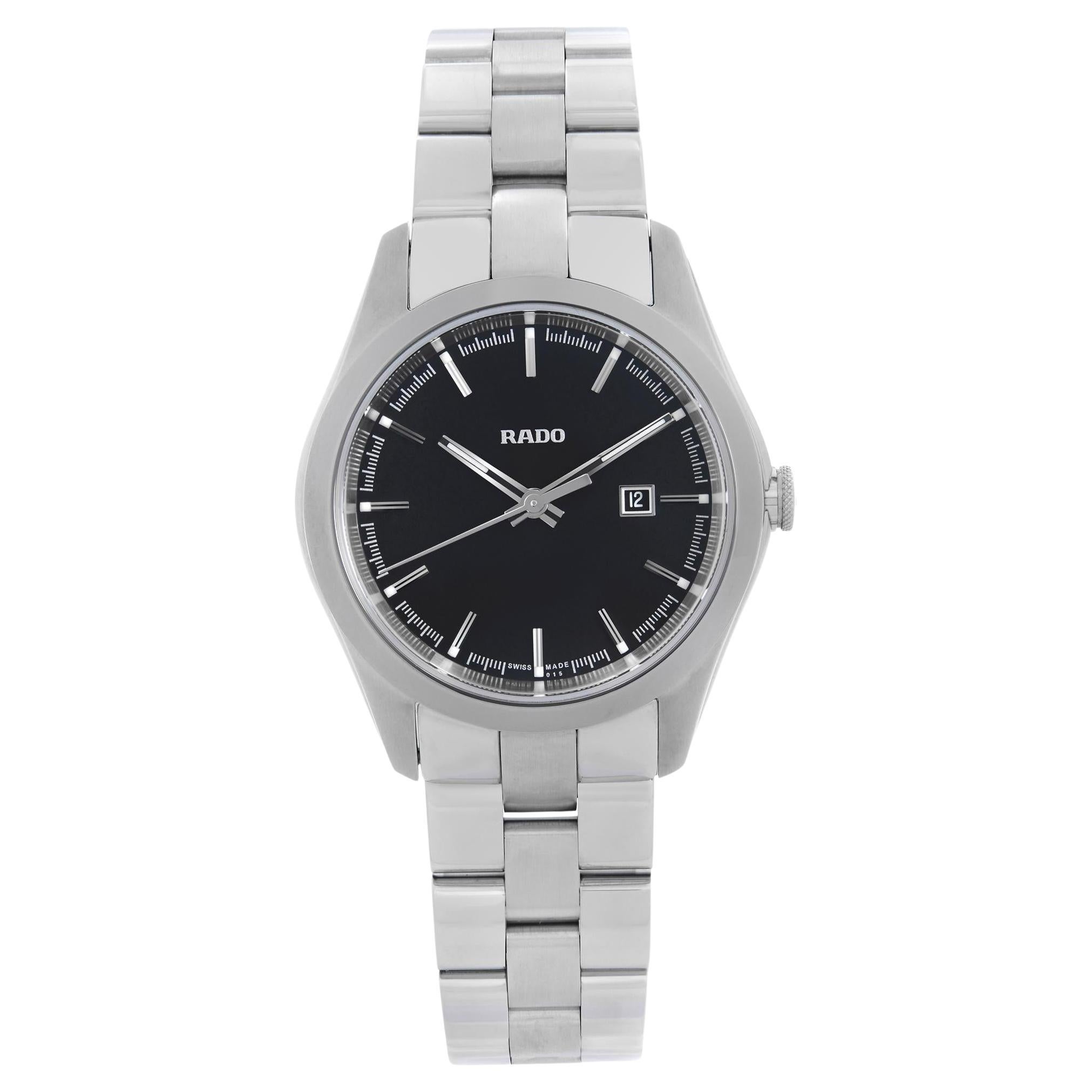 Rado Hyperchrome Acero inoxidable Esfera negra Reloj de cuarzo para mujer R32110153