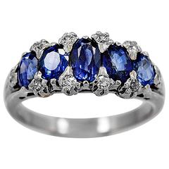 2.15 Carats Sapphires Diamond Gold Anniversary Band Wedding Ring