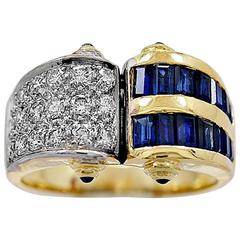 1.25 Carat Natural Sapphire Diamond Gold Ring