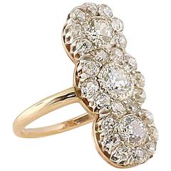 Antique Edwardian Diamond Triple Cluster Size 4 Ring 10