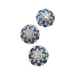 17.28 Carat Blue Sapphire and 3.25 Carat Diamond Ring and Studs Suite