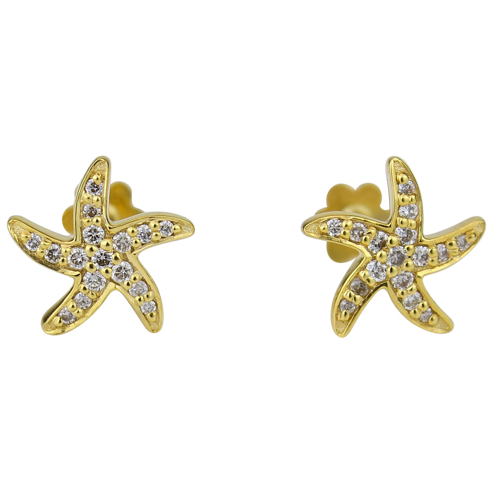 Boucles d'oreilles étoile de mer en or massif 18 carats pour filles (enfants) en vente