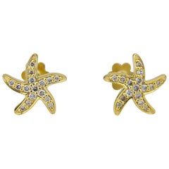 Boucles d'oreilles étoile de mer en or massif 18 carats pour filles (enfants)
