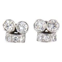 Earrings with diamonds 14k white gold and Platinum