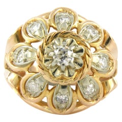 Ring with diamonds 18k bicolor gold