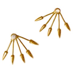 Rossella Ugolini Sunburst Earrings 18K Yellow Gold and Zircon