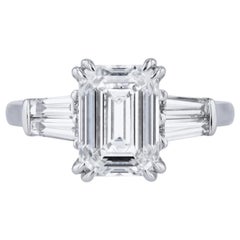 GIA Certified 3.25 Carat Emerald Cut Diamond Platinum Estate Ring