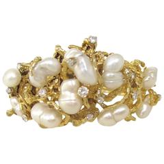 Gold Pearl Diamond Bracelet 