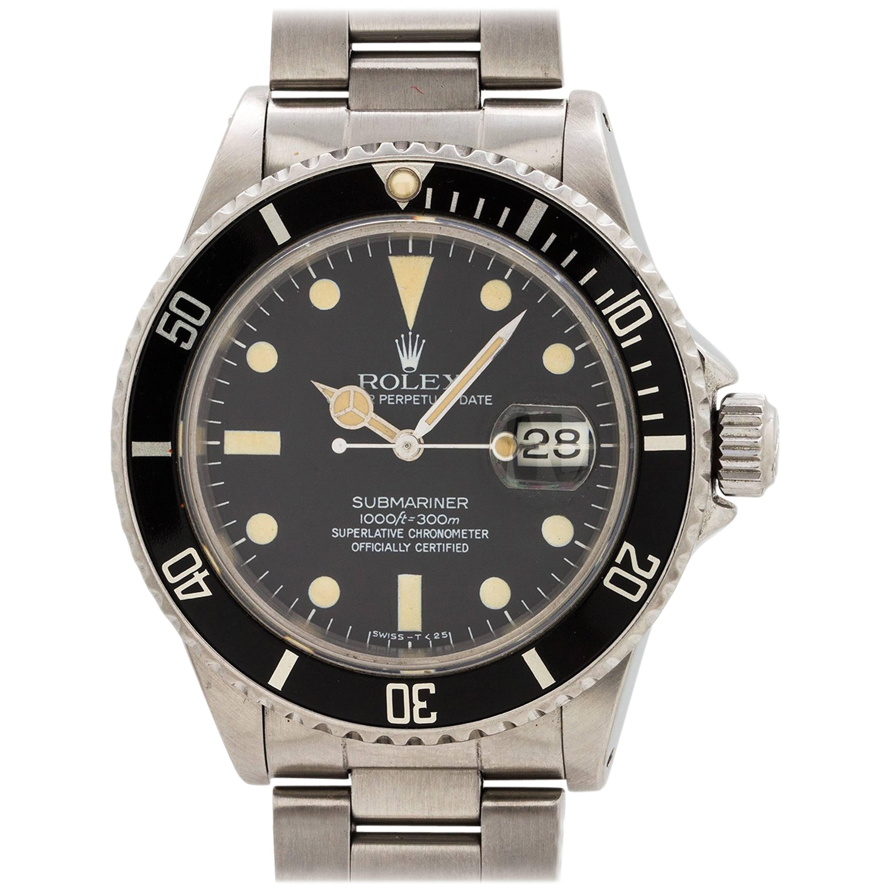 Rolex Stainless Steel Submariner Transitional Model Wristwatch Ref 16800 1984
