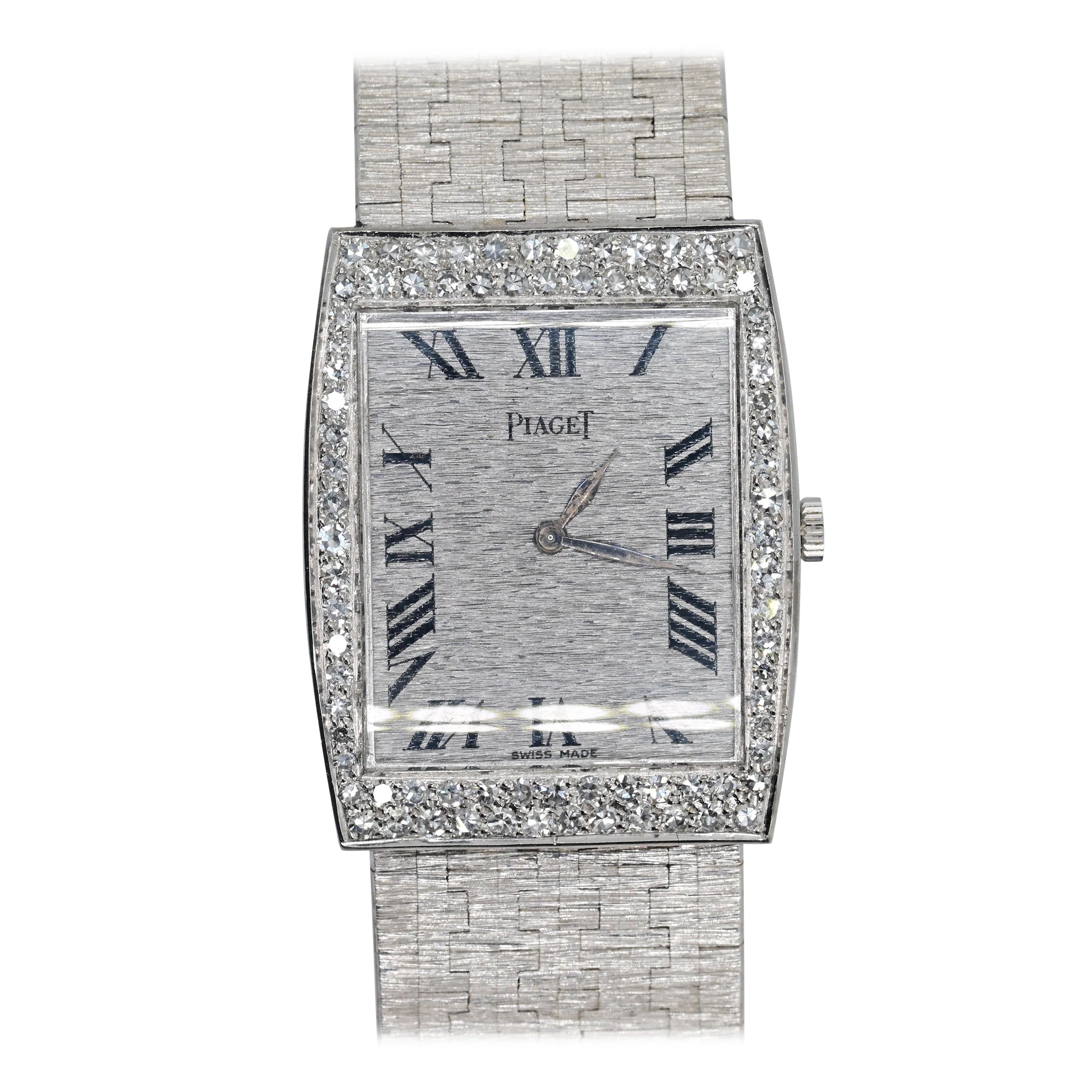 Lovely White Gold Piaget Ladies Watch With Diamonds Reference 9675
