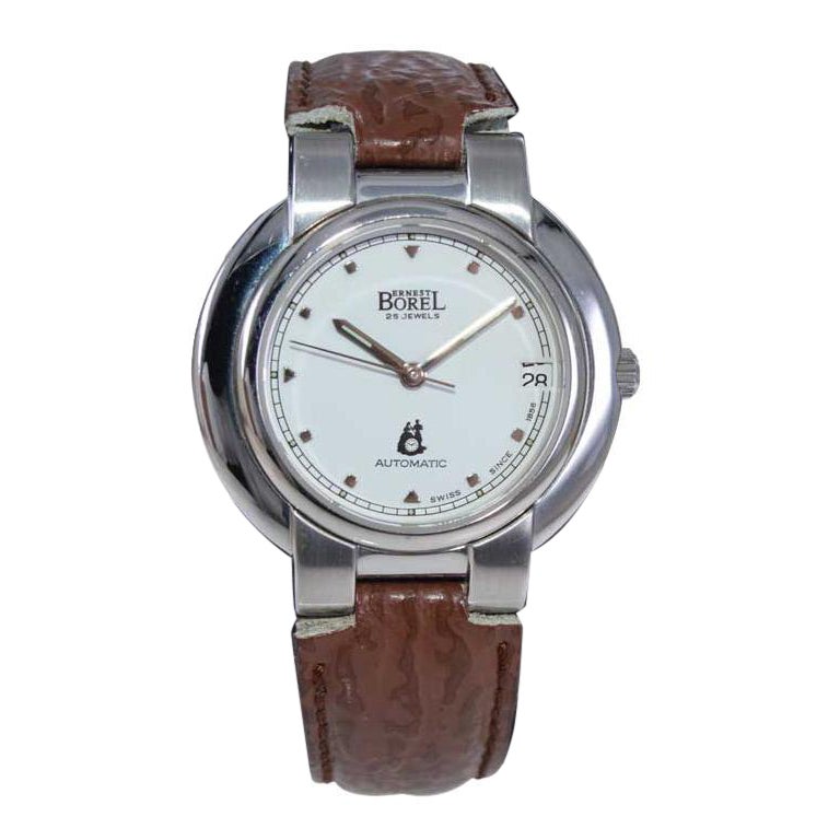 Ernest Borel: Edelstahl-Armbanduhr aus dem Jahr 1969 mit Originalpapieren im Angebot
