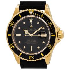 Vintage Rolex Yellow Gold Submariner Transitional Nipple Dial Wristwatch Ref 16808 1983