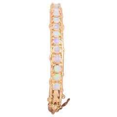 Gorgeous 14K Yellow Gold Bangle With Natural Opals 2.72 Carats 17.27 Grams