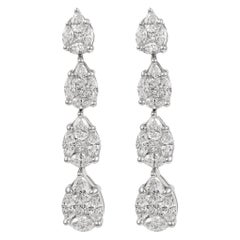 Alexander 3.07ct Illusion Set Diamond Drop Earrings 18k White Gold