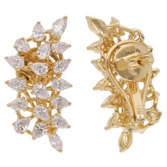 2.9 Carat SI Clarity HI Color Pear Diamond Earrings 14 Karat Yellow Gold Jewelry