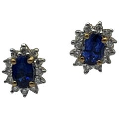 Sapphire Diamond 18k Stud, Earrings