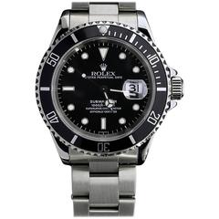 Retro Gents Rolex Submariner Stainless Steel Black Dial & Bezel Watch Ref 16610