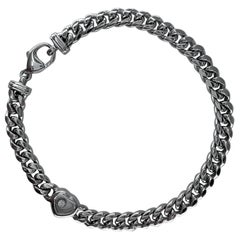 Rare Vintage Chopard Love Heart Happy Diamonds Curb Bracelet 18k White Gold