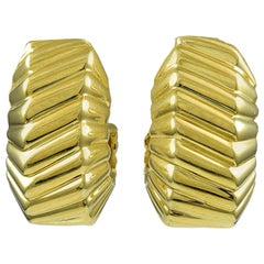 Retro Tiffany & Co. Gold Beveled Ear Clips