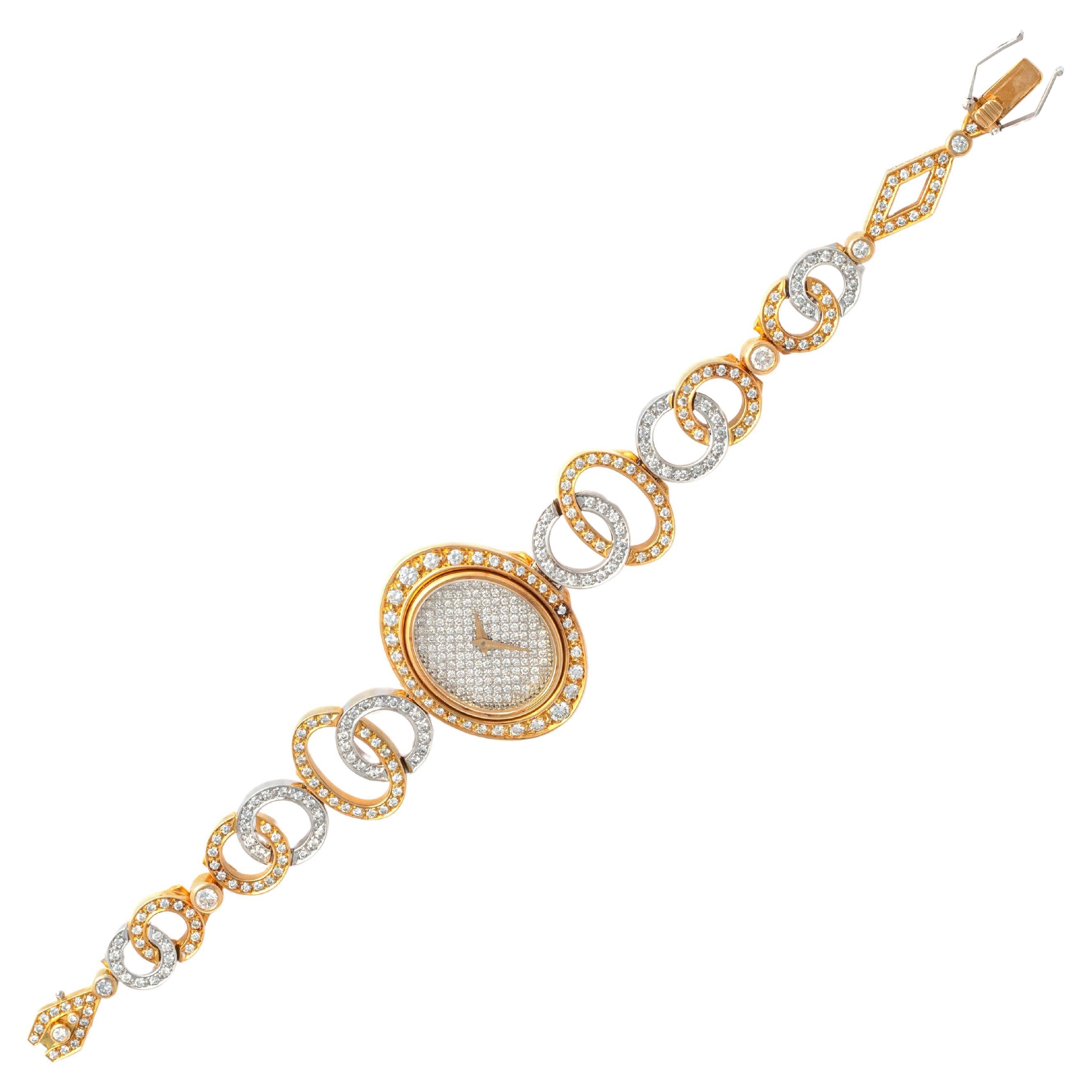 Julia-Plana Diamond Yellow and White Gold 18K Wristwatch 1970S