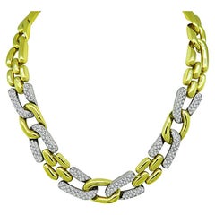 Vintage 6.50ct Diamond Two Tone Gold Chain Necklace