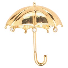 18K Yellow Gold “Tiffany & Co” Diamond Umbrella Brooch