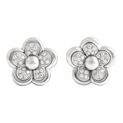 Diamond White Gold 18K Flower Ear Clips