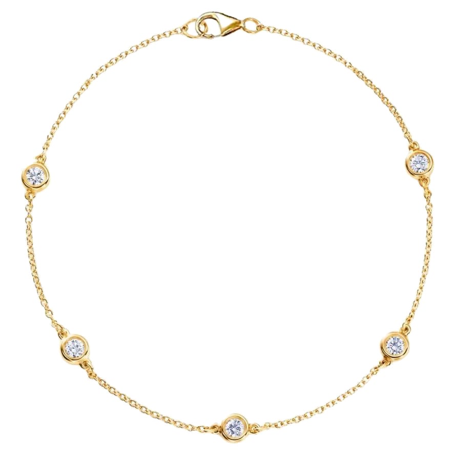 Yellow Gold Diamond by the Yard Bracelet For Sale