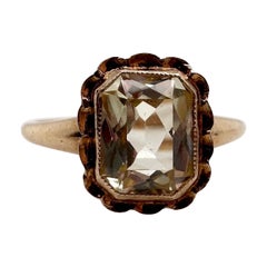 Zitronenquarz-Ring 14KT Gold, Vintage 