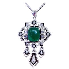 AIG Certified 51.68 Ct Zambian Emerald Diamonds 5.33 Ct 18K Gold Pendant/Brooch 