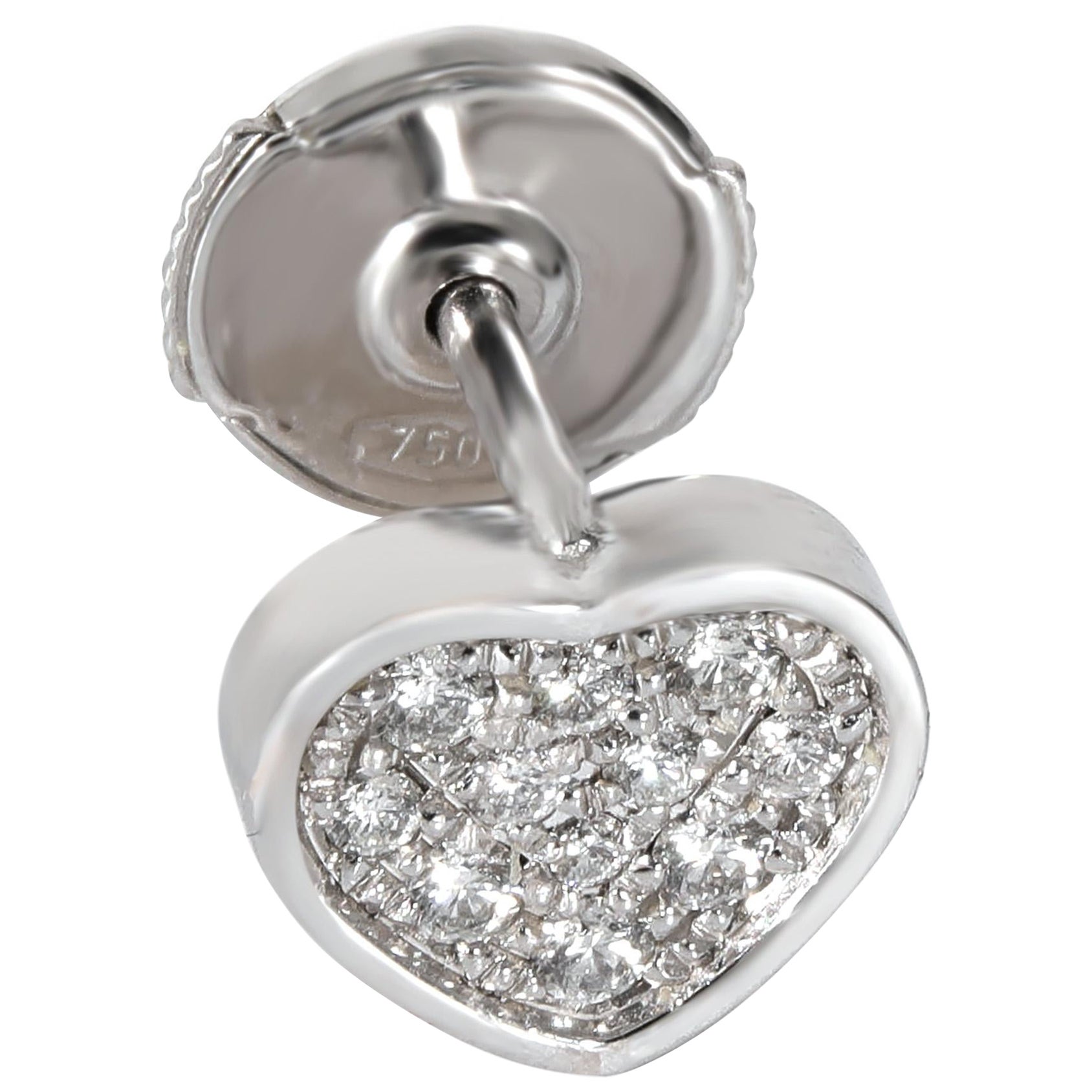 18k White Gold Chopard My Happy Hearts Diamond Single Stud Earring, 0.12ctw For Sale