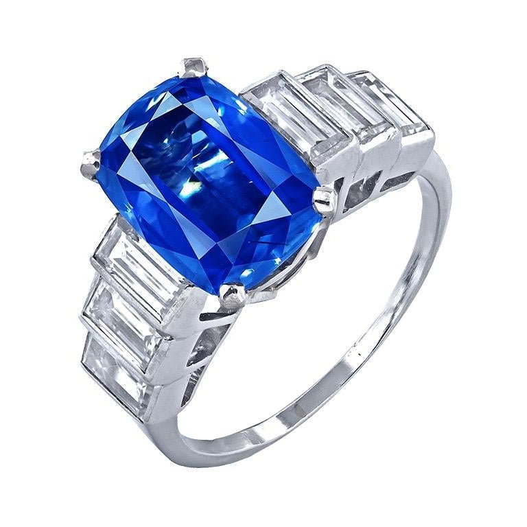 Emilio Jewelry Certified Kashmir Sapphire Ring  For Sale