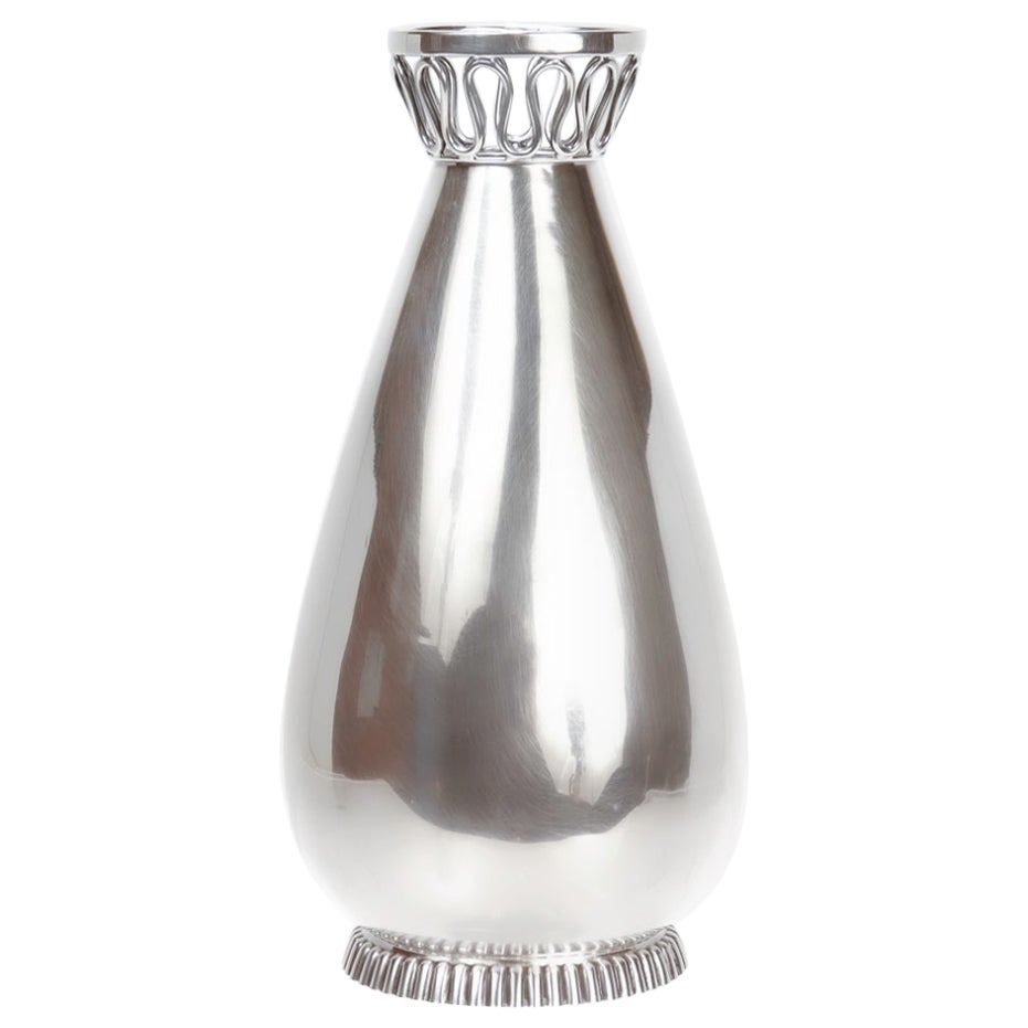 Signed Otto Wolter German Modernist Sterling Silver Flower Vase For Sale