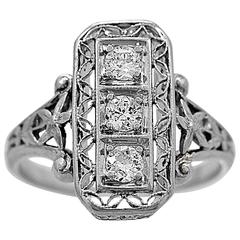 Edwardian .20 Carats Diamonds Platinum Ring